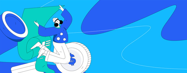 Internet financial management investment flat vector concept operation hand drawn illustration
