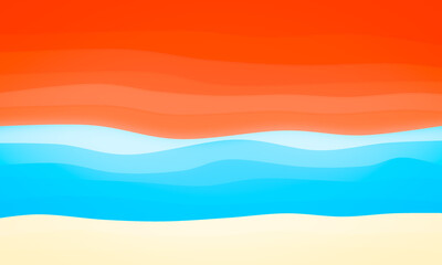 Sunset background at the beach with blue sea and red sky