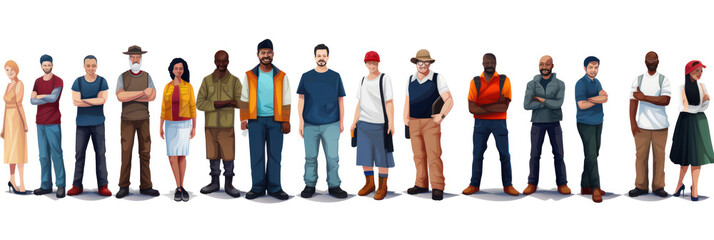 Fototapeta premium Illustration of Group of Diverse Multiethnic People with Different Jobs