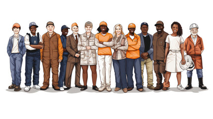 Fototapeta premium Illustration of Group of Diverse Multiethnic People with Different Jobs