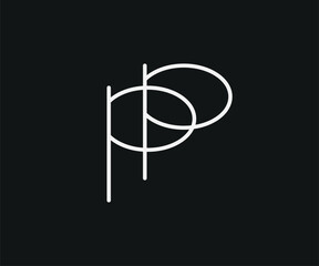 PP font black and white illustration for company name