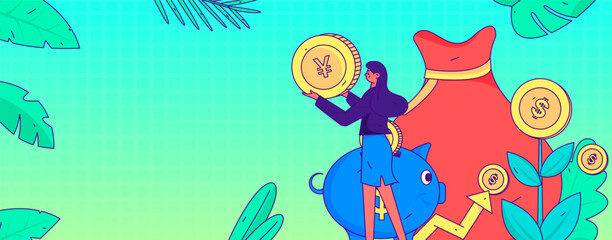 Internet financial management investment flat vector concept operation hand drawn illustration
