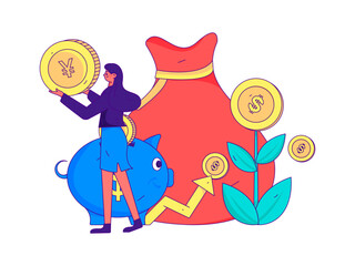 Internet financial management investment flat vector concept operation hand drawn illustration