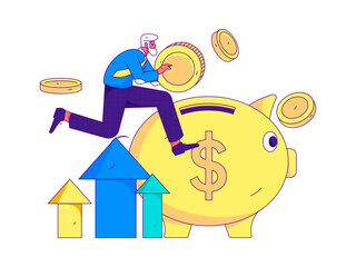 Internet financial management investment flat vector concept operation hand drawn illustration