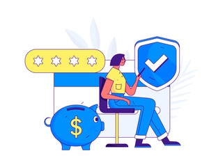 Internet financial management investment flat vector concept operation hand drawn illustration