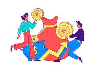 Internet financial management investment flat vector concept operation hand drawn illustration