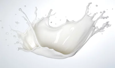 Rolgordijnen Splash milk isolated on background, liquid or yogurt splash, 3D, with white background Ai Image generative © Anditya