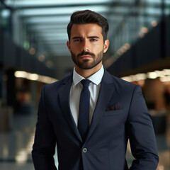 Fototapeta premium Suited for Success: A Businessman's Inspiring Portrait