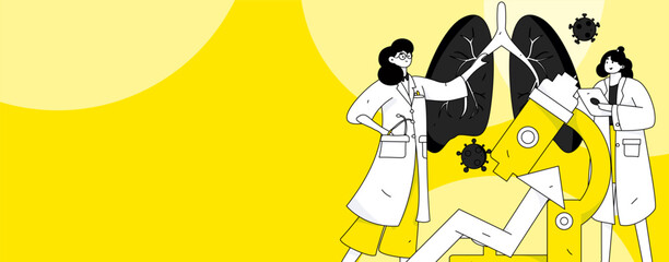 Medical characters fighting the epidemic flat vector concept operation hand drawn illustration
