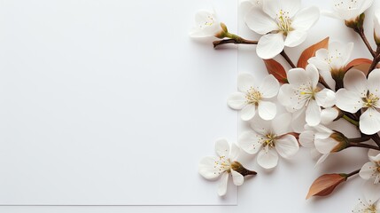 Naklejka na ściany i meble blank white paper with flower copy space