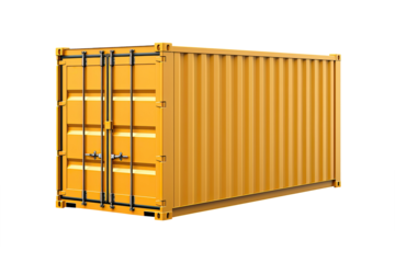 Yellow cargo container isolated on transparent background