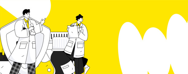 Medical characters fighting the epidemic flat vector concept operation hand drawn illustration
