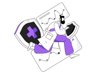 Medical characters fighting the epidemic flat vector concept operation hand drawn illustration
