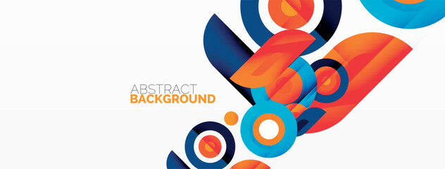 Abstract round shapes background. Minimalist decoration. Geometric background with circles and rings