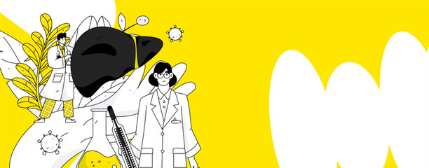 Medical characters fighting the epidemic flat vector concept operation hand drawn illustration
