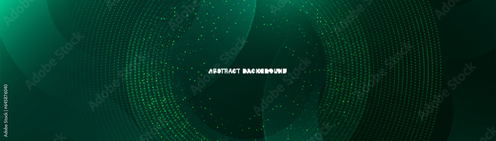 Poster green abstract background with glowing circle geometric lines. modern shiny green lines, dots patter