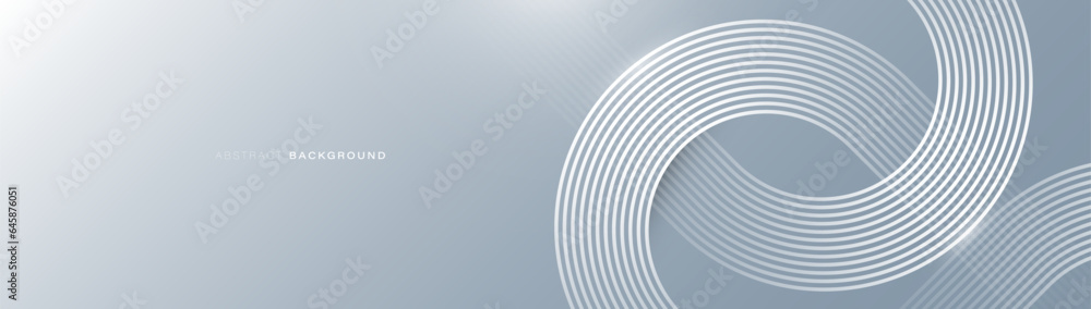 Leinwandbilder White abstract background with glowing circle geometric lines. Modern shiny white lines pattern. Futuristic technology concept. Vector illustration