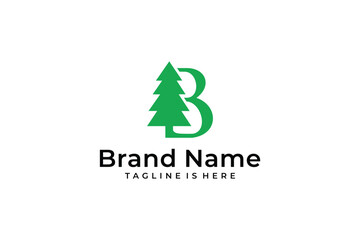 simple abstract vector letter B pine logo