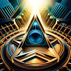 abstract background of illuminati pyramid sign with a glass