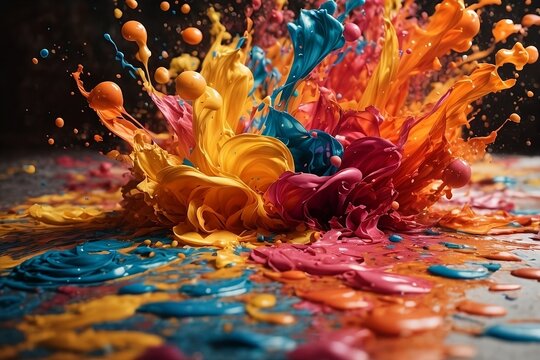 3d rendered image of a color splashes -generative ai