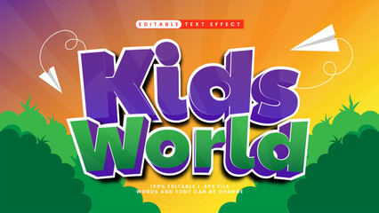 kids world 3d editable text effect