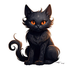 2d illustrations of Halloween design elements - black cat