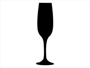 Champagne glass silhouette vector art white background