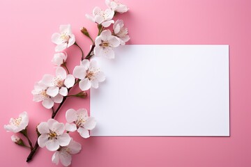 blank white paper with flower   copy space