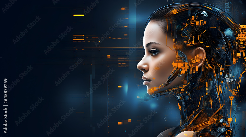 Aufkleber powerpoint background generative ai presentation, robot.
