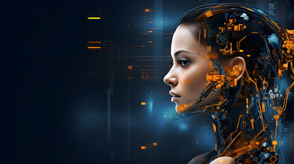 powerpoint background Generative AI presentation, robot.
