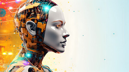 powerpoint background Generative AI presentation, robot.