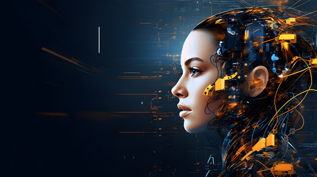 powerpoint background Generative AI presentation, robot.