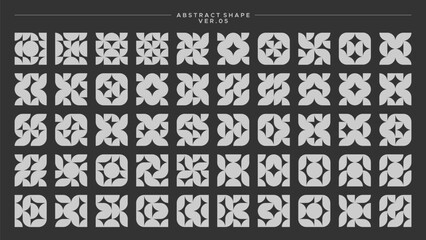 Abstract flat circle bauhaus basic shape pattern design bundle