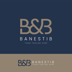 Initial B and B logo design template vector illustration in line art style. Simple vector logo brand for apparel, fashion, boutique, business and company