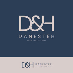 letter D and H alphabet monogram logo simple vector. HD monogram letter alphabet logo brand for apparel, fashion, boutique, business and company