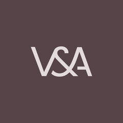 Alphabet letters VSA monogram logo Simple vector. V and A abstract initial monogram letter alphabet logo design - obrazy, fototapety, plakaty