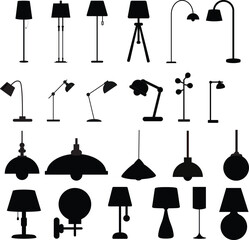 set of  interior lamps silhouettes