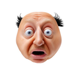 Caricature. A bald man. Tufts of hair. Exaggerated features. Ugly man. Strange looking man. Funny expression. Comical. Surprised. Shocked. Wide eyed. Bug Eyes. Bulging. Balding. Printable mask. Odd.