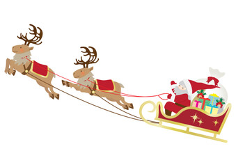 サンタクロースとトナカイのソリのクリスマス用ベクターイラスト素材 © inoueibuki