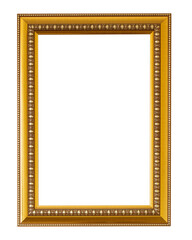 Golden frame vintage style for photo or painting isolated on transparent background PNG file.