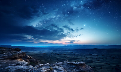Astrophotography background photograph at night with milkyway shot from top cliff AI Image Generative