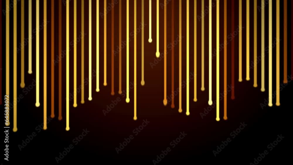 Poster abstract golden brown colorful particle straight lines dripping of rain drops pattern on dark brown 