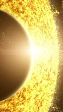 A cinematic rendering of planet Earth during sunrise as view from space with vibrant blue sky atmosphere
World map element of this clip furnished by NASA : https://visibleearth.nasa.gov/collection/148