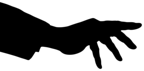 Digital png illustration of silhouette of black hand gesturing on transparent background