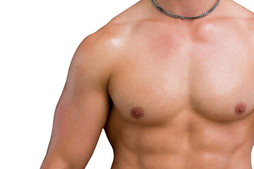 Fototapeta premium Digital png photo of midsection of strong caucasian man on transparent background