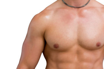 Digital png photo of midsection of strong caucasian man on transparent background