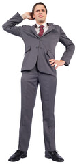 Digital png photo of worried caucasian businessman on transparent background