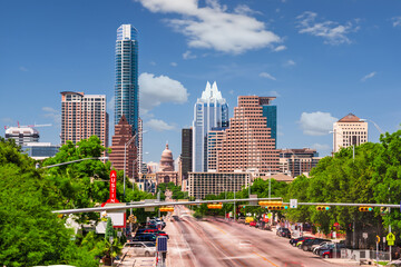 Austin, Texas, USA downtown cityscape on Congress Ave - 645885066