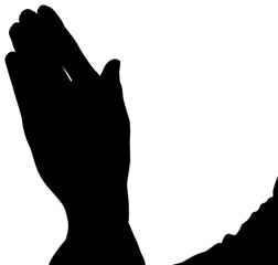 Digital png illustration of silhouette of black hand gesturing on transparent background
