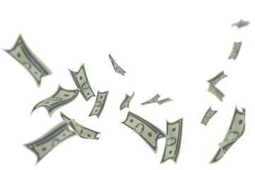 Digital png illustration of floating american dollar bills on transparent background